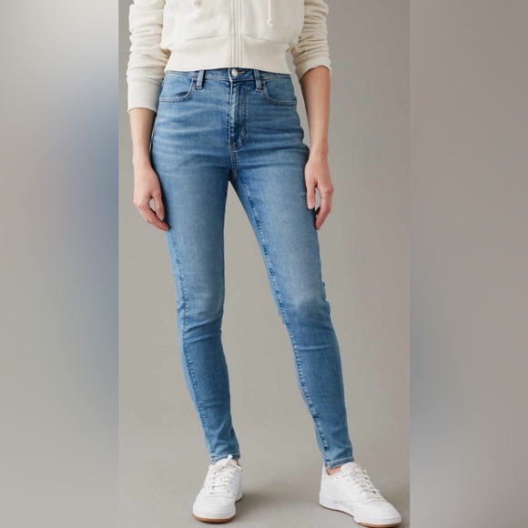 AEO 🦅 Super Stretch Jegging in Waterfall Blue size 10 Extra Long - Picture 2 of 16